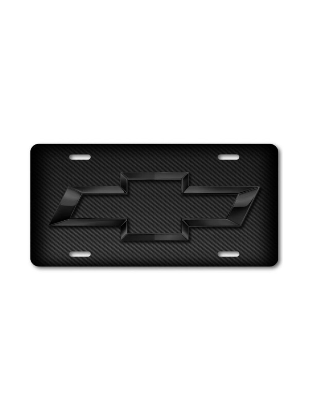Chevy Bowtie Black Gradient Chrome look FLAT License Plate 12"x6"